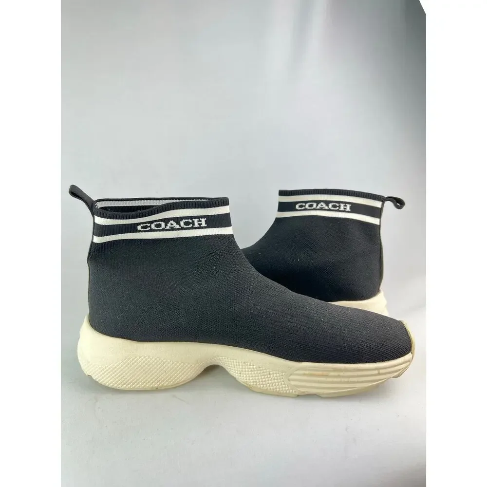 Coach FG4264 C203 Women's Knit Sock Sneakers Black Size 11B